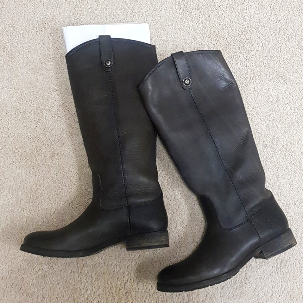 Frye Melissa Button Lugged Tall Boots Smoke sz 9.5